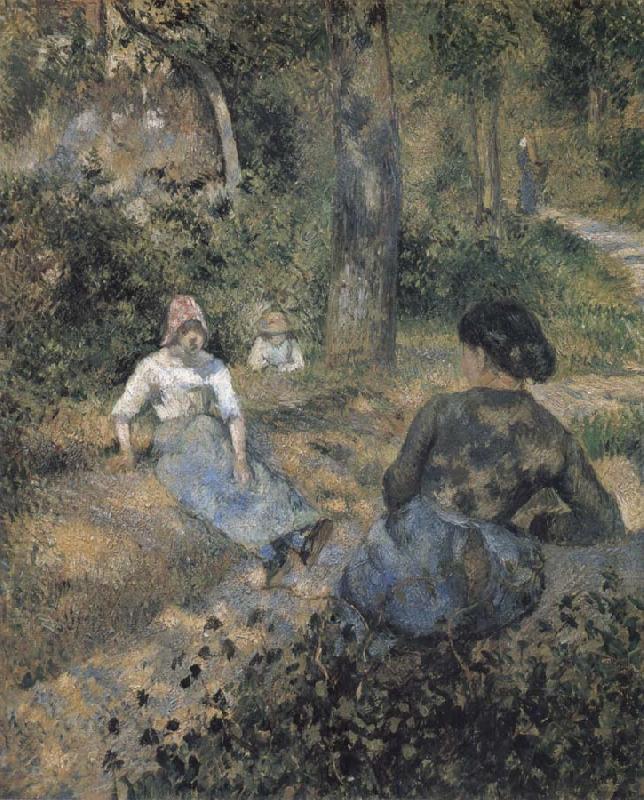 Camille Pissarro Peasants resting oil painting image
